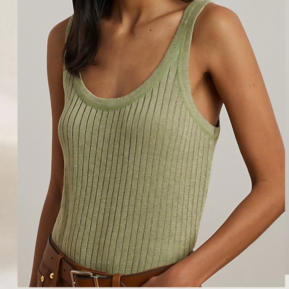 Lauren Ralph Lauren Tops - Lauren Ralph Lauren Light Green Ribbed Knit Tank Top